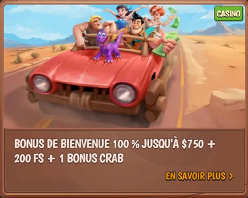 Bonus de bienvenue 750 $ + 200 FS, famille en voiture