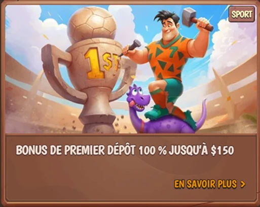 Bonus sport : dépôt 100 % jusqu’à 150 $, trophée et joueur